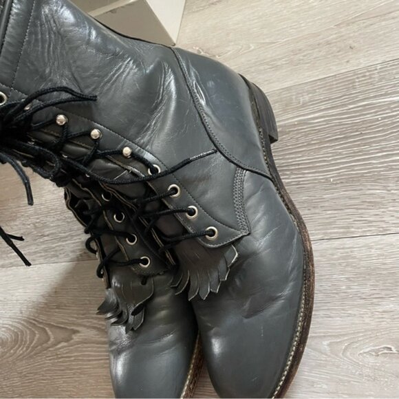 Vintage Justin Fringe Kilte Roper Boots Genuine Leather Cowboy Western Grey Mens - Picture 4 of 12